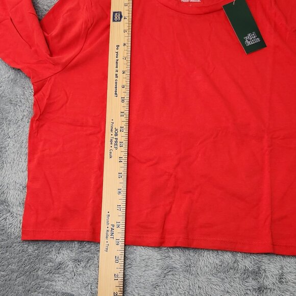 3/$20 Wild Fable T-Shirt Womens XL Red Long-Sleeve Cropped Solid Crop Top Cotton - Picture 5 of 9